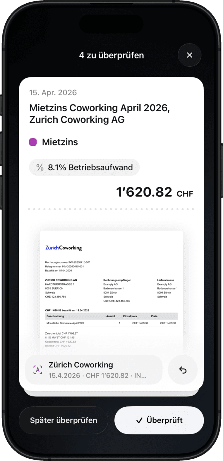 Accounting app and transactions