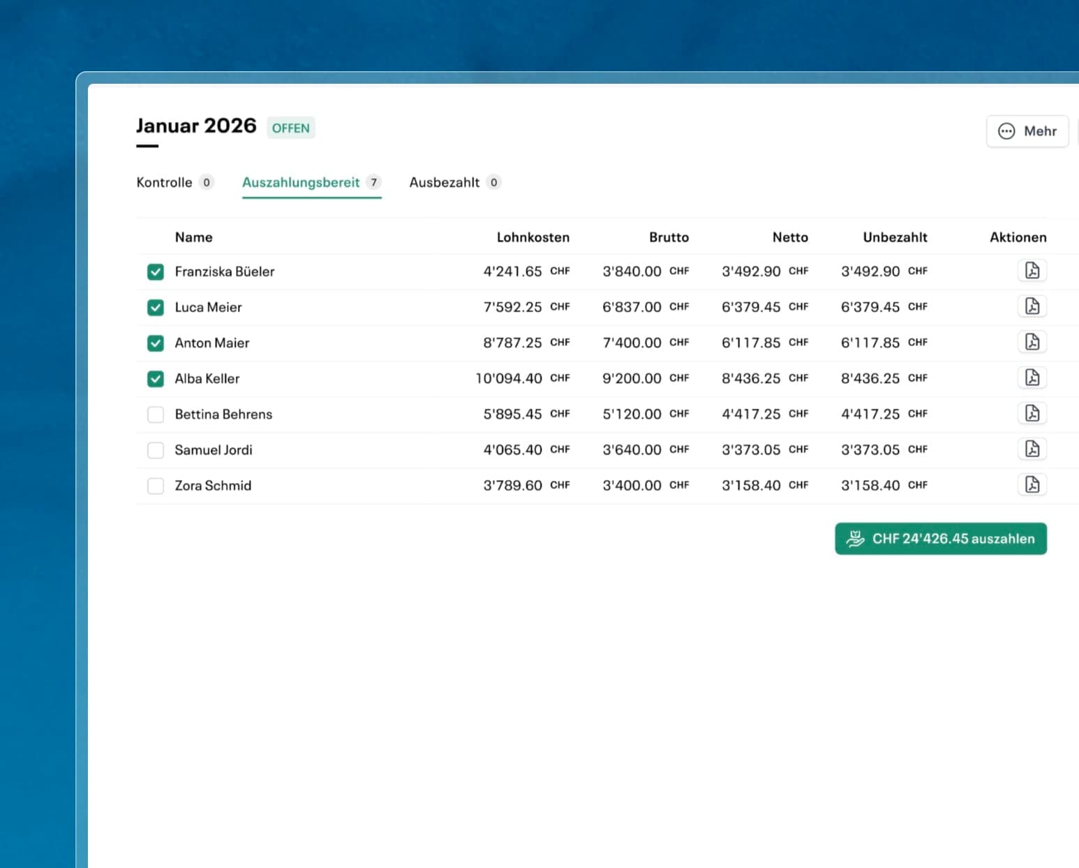 Creating payroll runs in Infinity