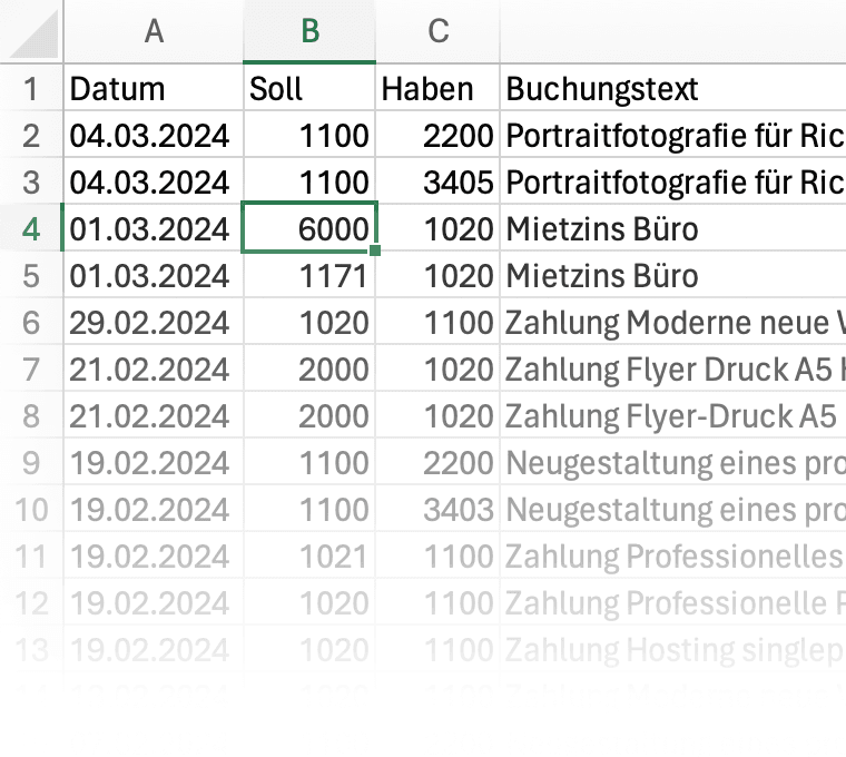 Accounting journal in Excel