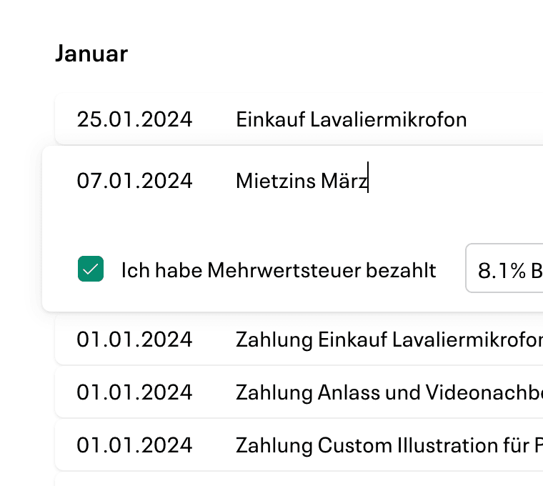Bearbeiten von Buchungen